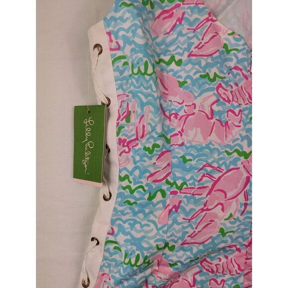 LILLY PULITZER Size 6 Lobstah Roll Dress "Delia"Lace Up Lobster Print Womens Nwt - Picture 3 of 11